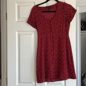 Red and white polka dot dress